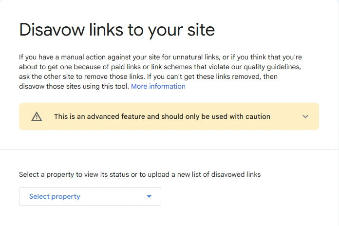 disavow links tool in Google Search Console