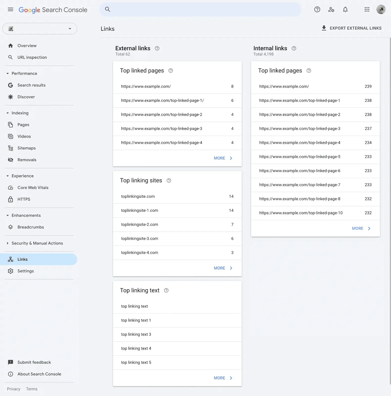 Check top linking sites in GSC
